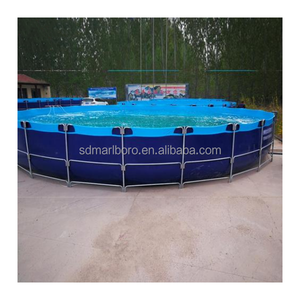 Bassin d'élevage de poissons rond, réservoirs à poissons, toile imperméable en <span class=keywords><strong>PVC</strong></span> flexible pliable à chaud, support en tuyau galvanisé, étang à poissons - Product Image 1