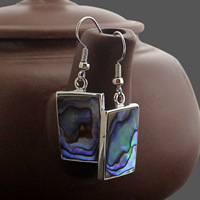 Nouvelle conception créative de bijoux, boucles d'oreilles pendantes en forme de rectangle à rayures en nacre pour femmes