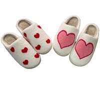 Sandal Wanita Pria, disesuaikan Hari Valentine besar hati macan tutul pola bordir dalam ruangan mewah musim dingin nyaman