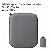 Coussin de siège de camping auto-gonflant imperméable 43 x 33 x 5 cm, matelas de stade thermo-isolant ultraléger