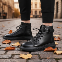 Chaussures de travail basses noires pour hommes, en cuir, antidérapantes, semelle en caoutchouc résistante à l'usure, baskets décontractées d'extérieur, vente en gros OEM ODM