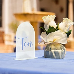 Arche de luxe en acrylique transparent, panneau de Table en acrylique givré, panneau en acrylique givré, bricolage, numéro de Table de mariage avec <span class=keywords><strong>Base</strong></span> givrée - Product Image 3