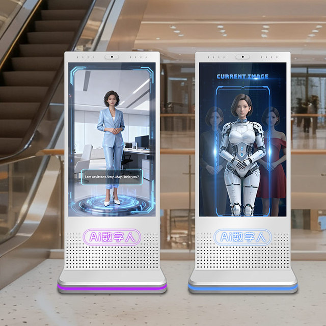 55 Inch Touch Screen Ai-powered Customer Service Kiosk Screen Digital Signage and Displays Advertising Totem with LED Light