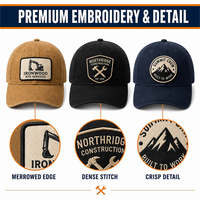 Écussons brodés pour la construction : Casquette d'équipage d'excavateur, personnalisée, avec bordure Merrow haute densité, thermocollante, à scratch, pour chapeau