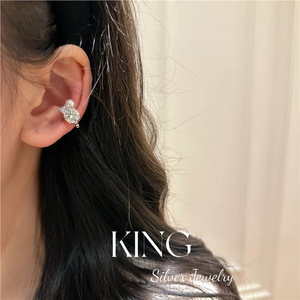 King Silver Jewelry <b>Cuff</b> <b>Earrings</b> S925 Sterling Silver Gold Plated Pearl Diamond Party Jewelry - Product Image 4