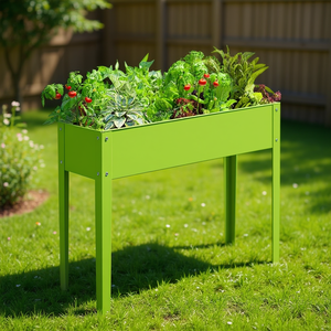 Jardinière surélevée d'extérieur 40 x 13 pouces en métal, pot de fleurs moderne et élégant pour plantes et fleurs - Product Image 2