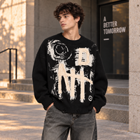 Pulls Oversize Streetwear Homme – Motif Peinture Vieillie, Tricot Jacquard, Acrylique 7GG 480GSM – Vente en Gros OEM