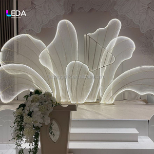 LEDA New White Metal <b>Backdrop</b> Arch Led Lighted up Flower Shape Stage Arch Event <b>Backdrop</b> Decoration - Product Image 1