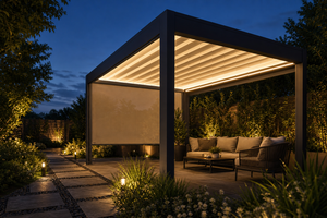 Pergola à toit ouvrant en aluminium RK-C1, structure d'ombrage pour jardin, gazebo extérieur avec revêtement poudré, pergola extérieure pour terrasse - Product Image 3