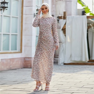 MANNI abito da <span class=keywords><strong>Hijab</strong></span> increspato da donna Maxi Chiffon floreale musulmano Dubai <span class=keywords><strong>turchia</strong></span> abiti islamici arabi - Product Image 4