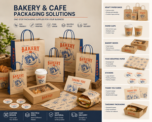 Sacs en papier kraft personnalisés avec logo pour boulangerie, café, emballage alimentaire à emporter, fournitures de services alimentaires - Product Image 3