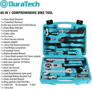 Kit de Reparación de Bicicletas de 40 Piezas OEM, Operado a Mano, con Estuche Rígido y Herramientas Metálicas para Mantenimiento de Cadenas y Neumáticos de Bicicletas de Montaña/Carretera - Product Image 3