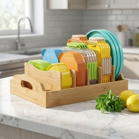 Organizador de Almacenamiento de Bambú de Dos Niveles, Ecológico y Sostenible, Multifuncional y Expandible para Sala de Estar, Contenedor de Alimentos