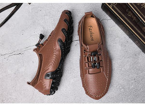 Men's British <b>Style</b> Business Casual Oxford <b>Shoes</b> Mesh Lace-Up Anti-Slip Breathable Lightweight Round Toe Glossy - Product Image 2