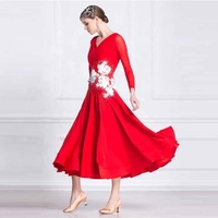 M-1804 Rouge moderne salle de bal danse robe haut de gamme norme nationale valse performance robe de danse en automne et en hiver