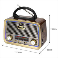 Radio rétro multi-bandes Bluetooth 5W 170x80x140mm avec 30 stations préréglées, lumière disco, USB et carte TF pour audio domestique et extérieur