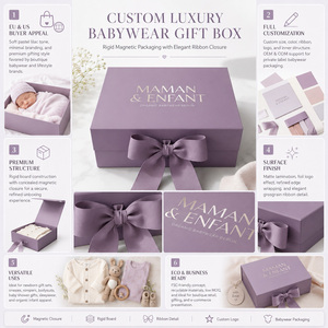 Boîte cadeau pliante magnétique personnalisée en lilas avec ruban pour ensembles bébé deux pièces : <span class=keywords><strong>T</strong></span>-shirts, sweat-shirts, leggings, salopettes - Product Image 2