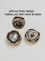 Technique écologique de placage de bouton en alliage de zinc à motif de coeur de strass en métal à 1 trou pour chandails et accessoires