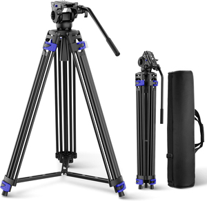 Cámara Trípode de aluminio Cabeza fluida Cámara digital SLR Trípode de video de aluminio profesional resistente - Product Image 1
