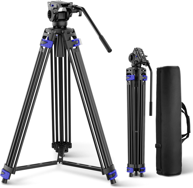Camera Aluminum Tripod Fluid Head Digital SLR Camera Heavy Duty Professional Aluminum Video Tripod