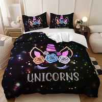 Parure de lit pour chambre de fille, motif de licorne de dessin animé mignon, impression numérique, housse de couette