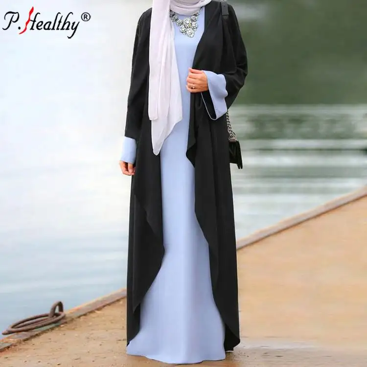 Abaya vestido longo feminino, vestido longo de tamanho grande, roupas femininas islâmicas de tamanho grande, cor pura, 2020