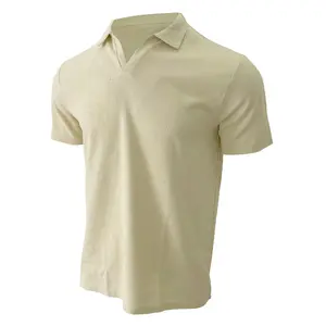 Men's Short-Sleeve V Neck Waffle T-shirt Breathable Polyester Golf Casual Clothes Fashionable Waffle Design Polo Shirt