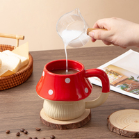 Grande tasse à café en céramique créative et mignonne en forme de champignon avec plateau, couleurs et logo personnalisables