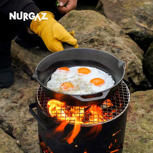 Poêle en fonte NURGAZ pour le camping, noire, non revêtue, épaisse, portable, pour la cuisson en extérieur - Product Image 2