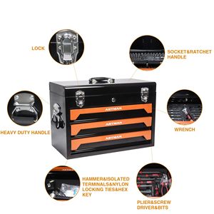 Caja de herramientas de plástico PP de hierro de 3 cajones DB Orange con taller portátil y uso en GARAJE, tamaño personalizado, función impermeable - Product Image 2