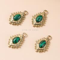 Approvisionnement direct transfrontalier de pendentifs ovales en acier titane incrustés de malachite, cristal rose rond, accessoires de bijoux DIY
