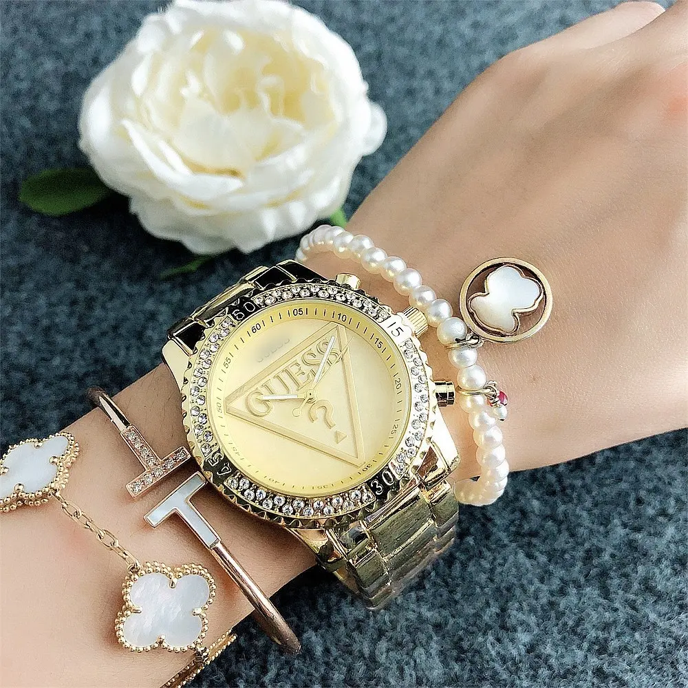 2023 New Design Update Luxury Brand Designer Diamond Gold Wristwatch Ladies Quartz Watch for Women