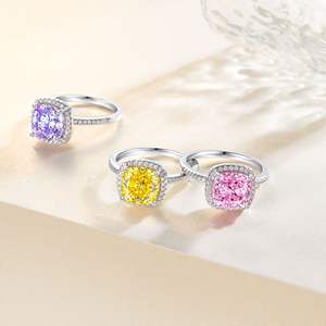 Anillo Halo con Corte Cojín de Plata de Ley S925 con Aspecto de Moissanita para Mujer, Joyería de Compromiso de Lujo - Product Image 4