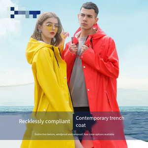 Imperméable en PU thermocollé haute fréquence long et léger pour hommes et femmes, imperméable et cape <span class=keywords><strong>de</strong></span> <span class=keywords><strong>pluie</strong></span> en tissu tricoté, en stock. - Product Image 1