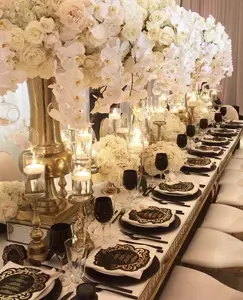 O-X801 OEM Wedding Decoration Table Centerpiece Silk Orchids Rose Flower Balls White Indoor Events Party Deco Flower Arrangement