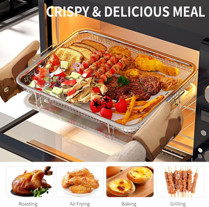 Plateau de cuisson carré en acier inoxydable antiadhésif écologique et panier de friteuse à air pour la cuisson et la grillade - Product Image 6