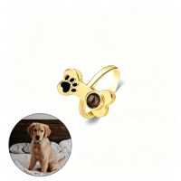 Bague de projection photo en émail doré avec empreinte de patte d'animal, image cachée « Je t'aime », cadeau pour les amoureux des animaux