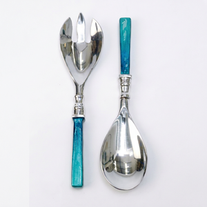 High Quality Metal Stainless Steel Large Salad <b>Serving</b> <b>Spoons</b> with Resin Handle Handmade Used for Home and Restaurant - Product Image 1