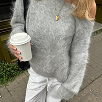 Damen Oversize Winterpullover mit Schulterlänge, Langarm, Weich, Warm, Einfarbig, Relaxed Fit, High Street, Direkt vom Hersteller, 100%