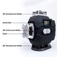 Niveau laser vert professionnel Guande HY006 de haute qualité, 4D, 16 lignes, 360 degrés, avec affichage numérique et fonction pendule