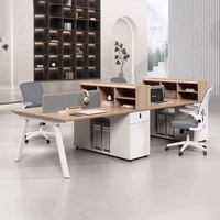 BGZ-203X Ensemble de bureaux de travail individuels avec chaises de bureau ; Postes de travail pour 2 ou 4 personnes en bois avec interface USB ignifuge ; Simple