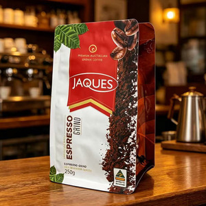 Bolsa de fondo plano con logotipo personalizado, con cierre hermético, para envasar café de 250g, con válvula unidireccional - Product Image 5