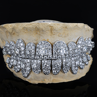 Grillz dentaire personnalisé en argent S925, serti de moissanite VVS sans défaut et de diamants de laboratoire, pour dents supérieures et inférieures, tailles 10, 8, 6, certifié par un tiers, style Hip Hop