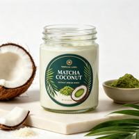 Étiquettes personnalisées pour pâte à tartiner Matcha Coco, autocollants en vinyle durables avec dorure à chaud pour emballage alimentaire de desserts tropicaux en pot