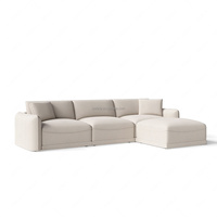 Canapé modulaire de luxe FERLY en tissu beige, canapé d'angle en forme de L, canapé à assise profonde pour salon résidentiel