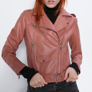 En 2022, la nueva venta al por mayor puede personalizar Ur <span class=keywords><strong>HM</strong></span> Za otoño nueva chaqueta de motocicleta delgada, chaqueta de cuero, abrigo de <span class=keywords><strong>mujer</strong></span> - Product Image 2