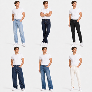 Assortiment de jeans pour hommes, modèles variés : coupe droite, fuselée, slim, jambe large, référence 2026.4, origine CN/GUA, vente en gros, décontracté, été. - Product Image 1