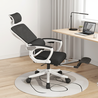 Chaise de bureau exécutive ergonomique moderne en maille PU avec appui-tête réglable, dossier haut, inclinable, pivotante, pour conférence, formation, bureau, maison