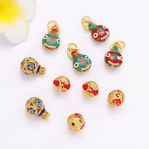 Colgante de Bestia Devoradora de Oro con Esmalte Cloisonné y Cuentas de Calabaza, Accesorios de Joyería DIY, Formas Mixtas, Fornituras de Joyería Hechas a Mano - Product Image 1