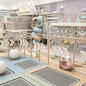 Ensemble de toboggan intérieur AOLEAO personnalisé en couleur crème pour enfants, adapté aux petits et moyens centres de jeux, certifié CE TUV - Product Image 2